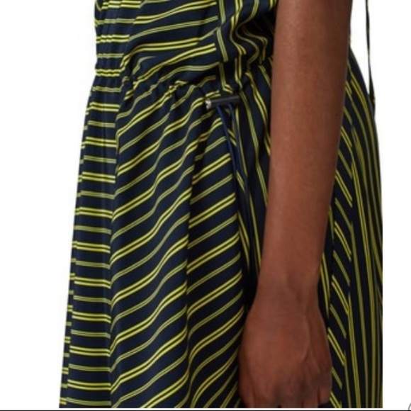 Nina Ricci Silk Striped Asymmetric Midi sleeveless Dress Size 36 US 4-6 - Picture 4 of 12